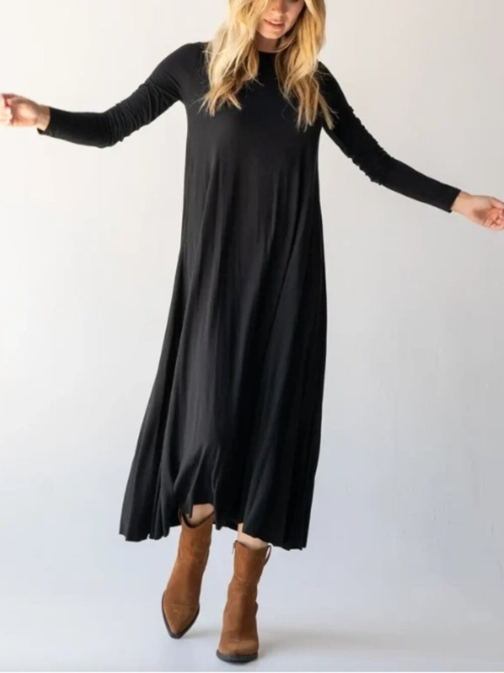 Natural Life Stevie "ButterSoft" Knit Maxi Dress Size L Black